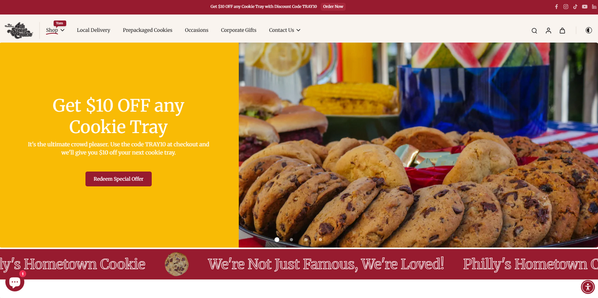 The Famous 4th Street Cookie website screenshot