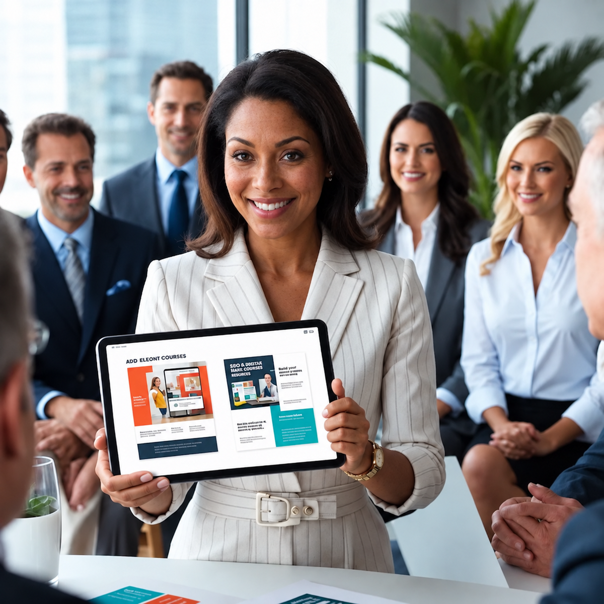 Marketer presenting a digital advertising campaign