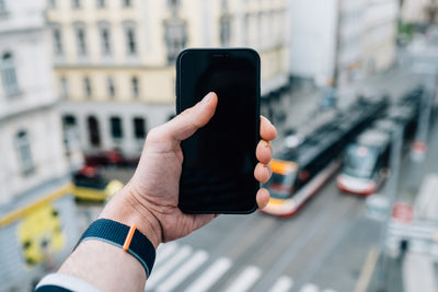 Hand holding a smartphone