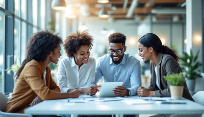 Team working together in an office