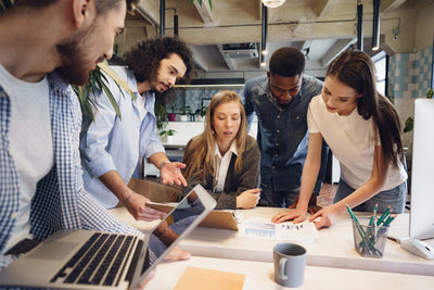 Diverse coworkers in a team meeting