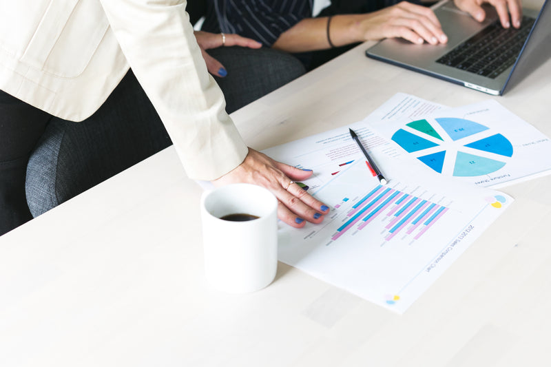 Office worker reviewing a business report