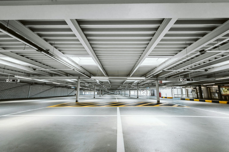 Parking garage in a mixed-use building
