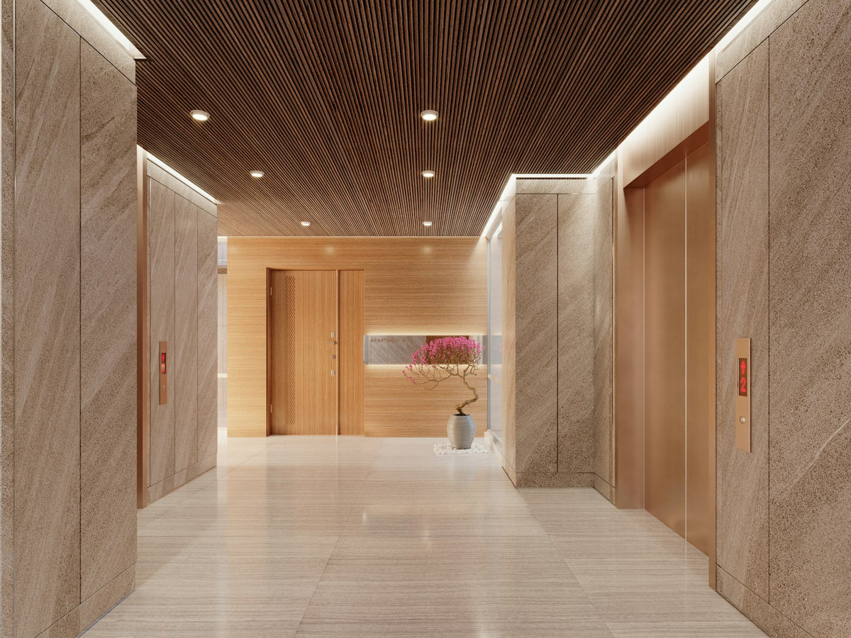 Modern residential building lobby