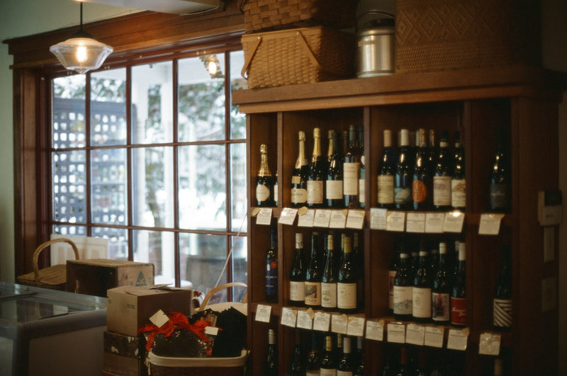 Wine bottles displayed in a retail store