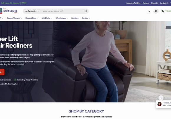 MedEquip Shop website screenshot