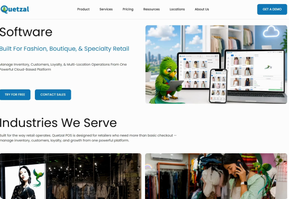 Quetzal POS website screenshot