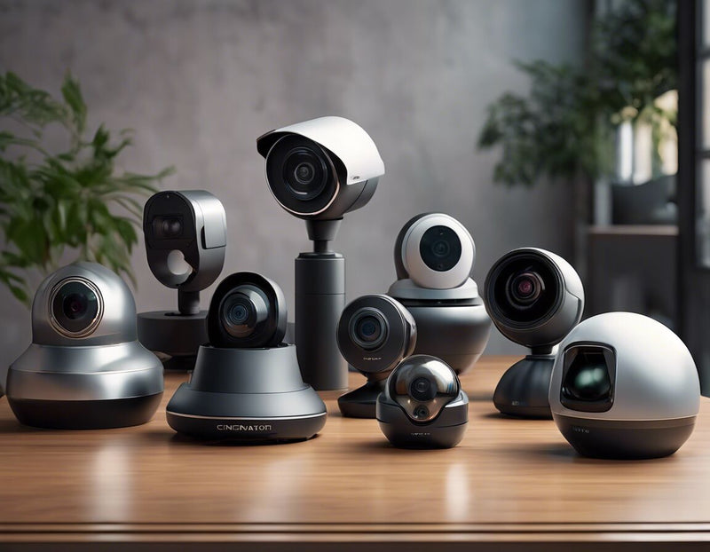 Surveillance cameras on a building